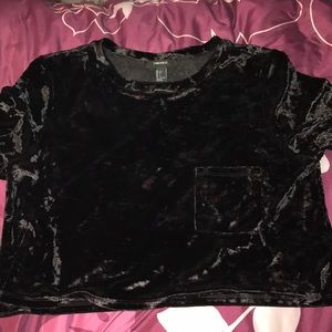 Forever 21 Short sleeve black velvet crop top